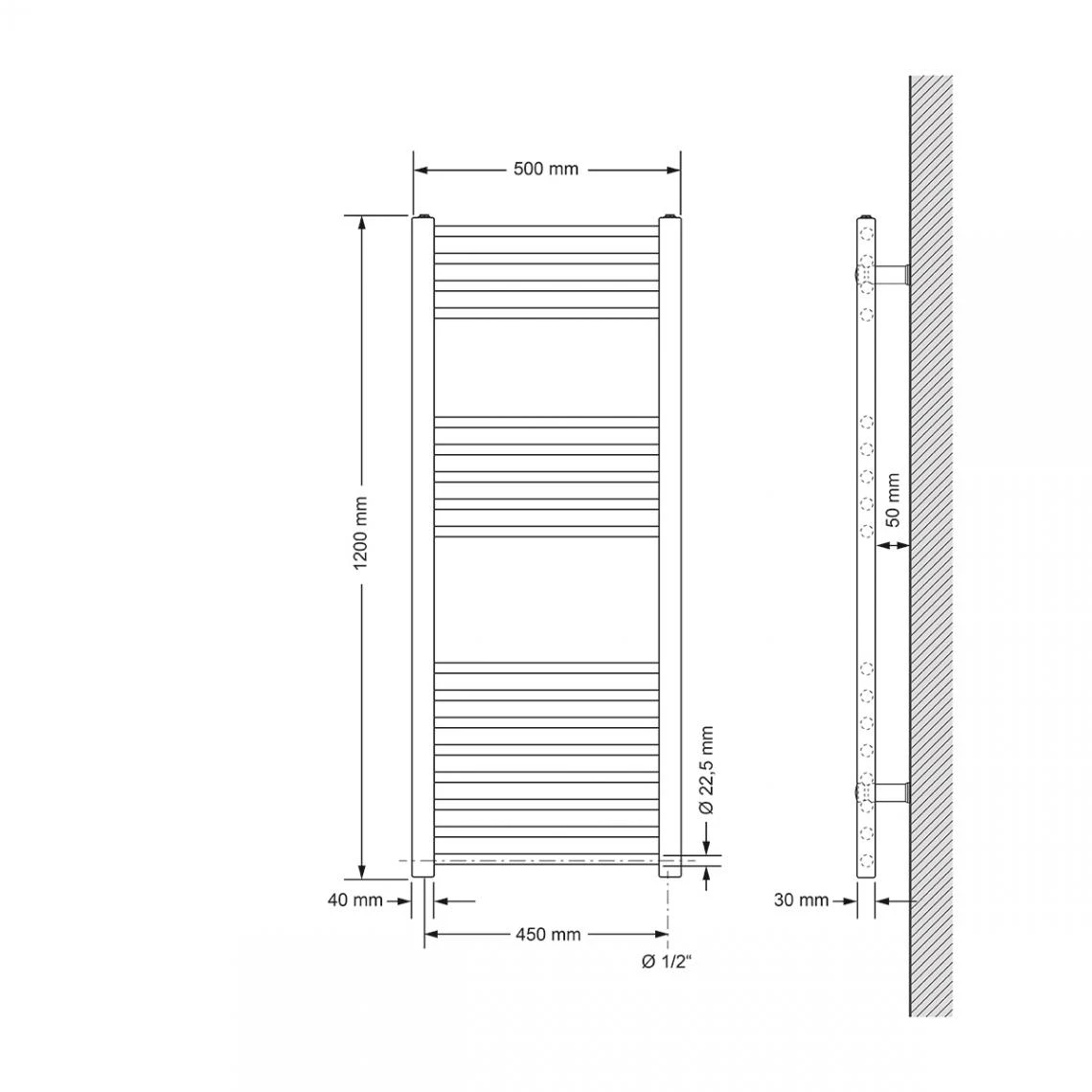 ECD Germany Radiateur Pour Salle De Bain - 500 X 1200 Mm - Blanc - Dro... 4 ECD Germany Radiateur Pour Salle De Bain - 500 X 1200 Mm - Blanc - Dro... – Image 2