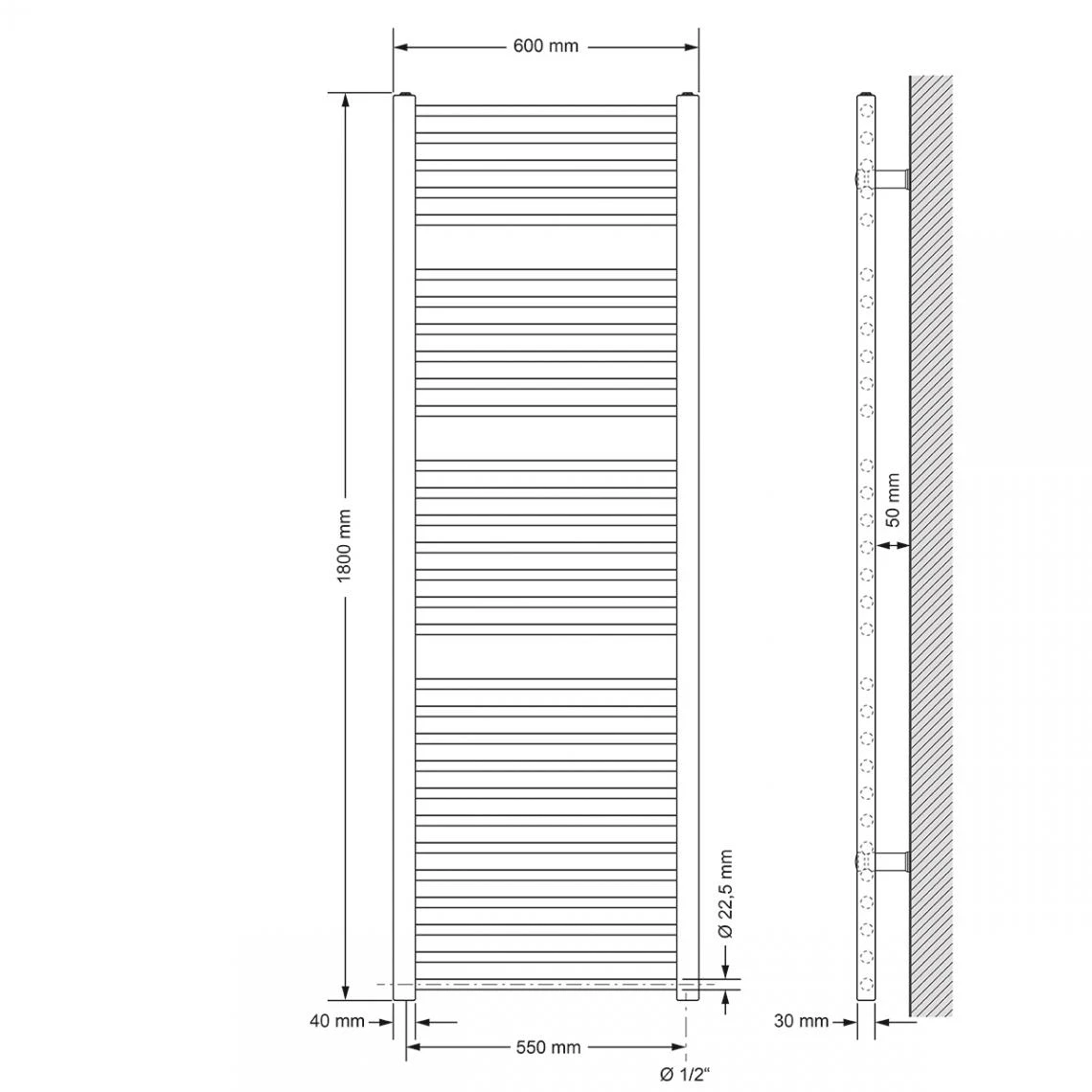 ECD GERMANY Radiateur Chauffage Sèche Serviettes Bain Chrome Blanc De Côtè Droi... 4 ECD GERMANY Radiateur Chauffage Sèche Serviettes Bain Chrome Blanc De Côtè Droi... – Image 2