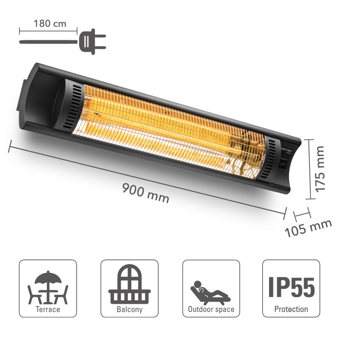 TROTEC Radiant Infrarouge électrique IR 2005 D’extérieur, 3000 W, ... 4 TROTEC Radiant Infrarouge électrique IR 2005 D’extérieur, 3000 W, ... – Image 2